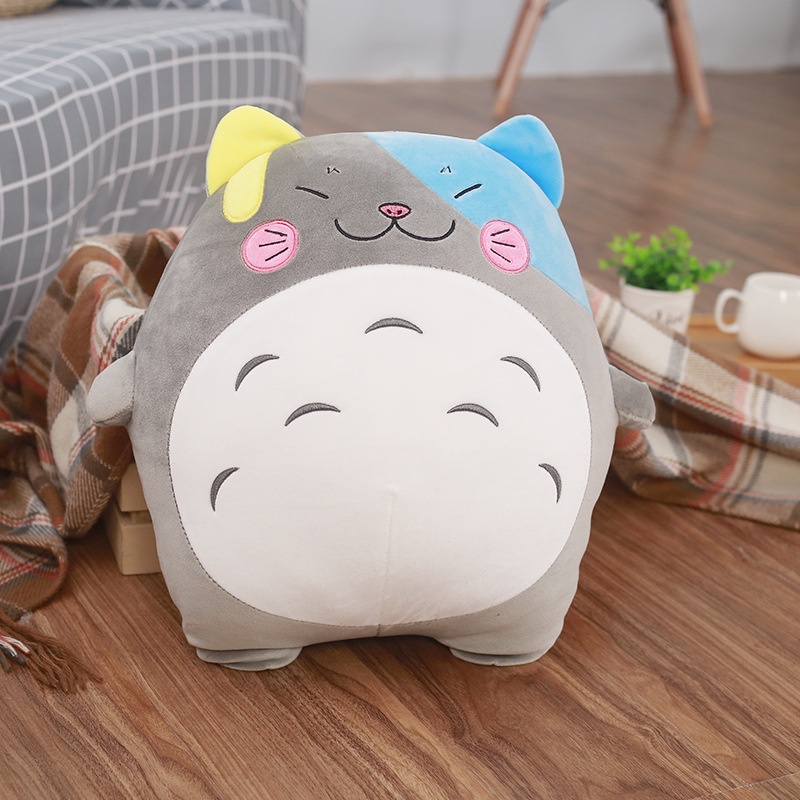 Thú bông gấu bông Totoro lông mịn tròn cầm lá Siêu mập ú