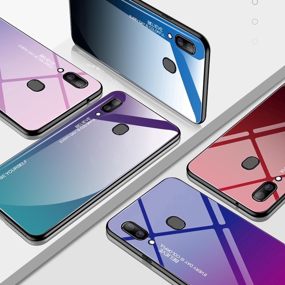 Ốp điện thoại kính cường lực màu gradient bảo vệ cho Samsung Galaxy A70 A50 A30 A10