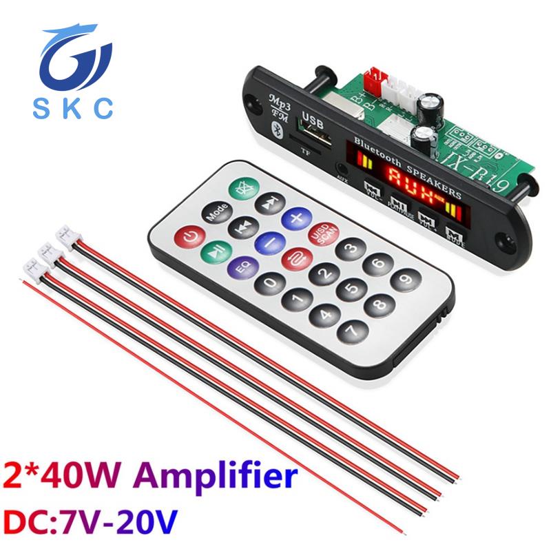 Bảng Mạch Khuếch Đại Âm Thanh 80W 7V-20V Bluetooth5.0 MP3 FM Radio TF USB AUX WMA Cho Xe Hơi