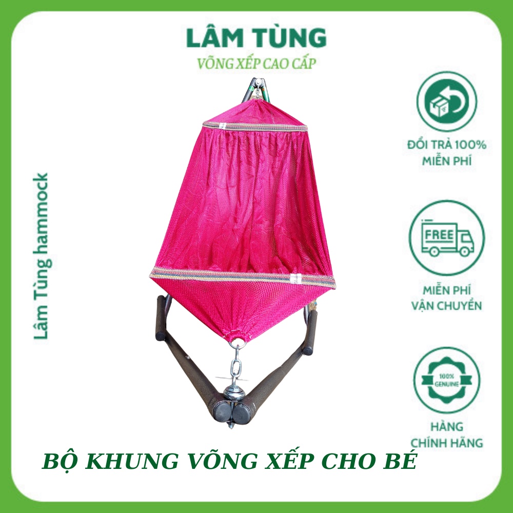 [RẺ VÔ ĐỊCH]KHUNG VÕNG XẾP EM BÉ + LƯỚI VÕNG LOẠI ĐẸP,ỐNG SẮT LỚN Φ32, LƯỚI KHỔ RỘNG, DÀY,CHẮC CHẮN FREESHIP