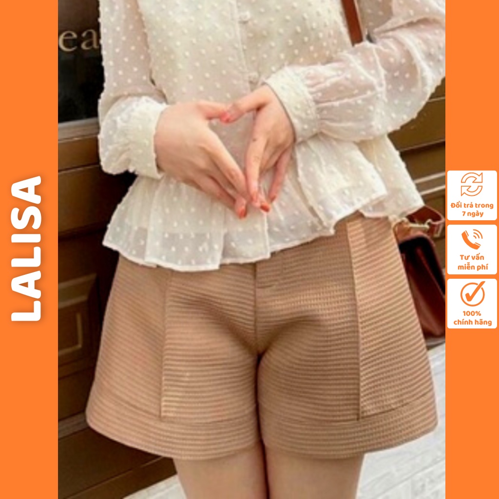 Quần đùi nữ LALISA quần short Ống Rộng Nữ Thiết Kế Lưng Cao Kiểu Hàn Quốc Phù Hợp Đi Chơi Hai Màu Đen, Nâu QD008