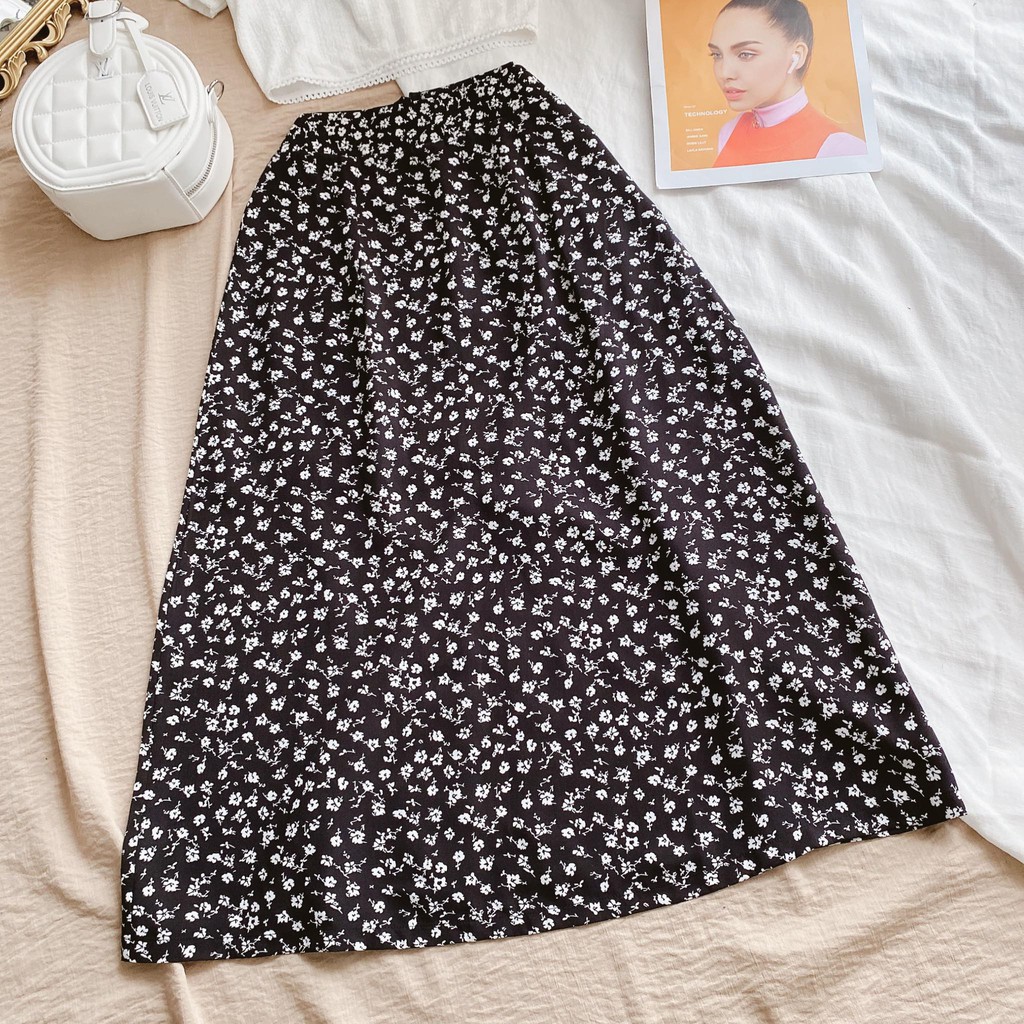 SET ÁO CROPTOP TRẮNG VIỀN REN + CHÂN VÁY MIDI HOA CÚC | BigBuy360 - bigbuy360.vn