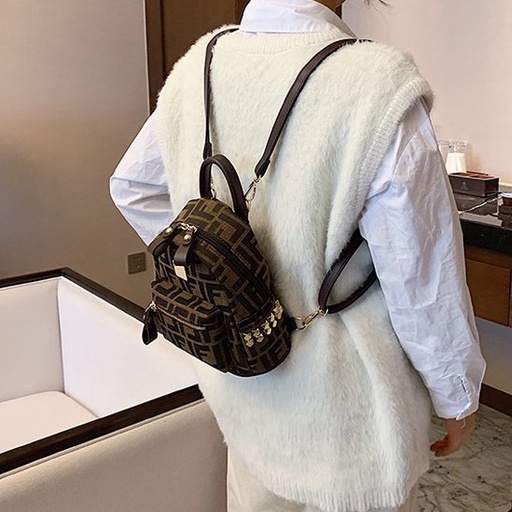 Balo mini nữ hàn quốc đẹp vải mềm họa tiết FF đi chơi thời trang PK 366