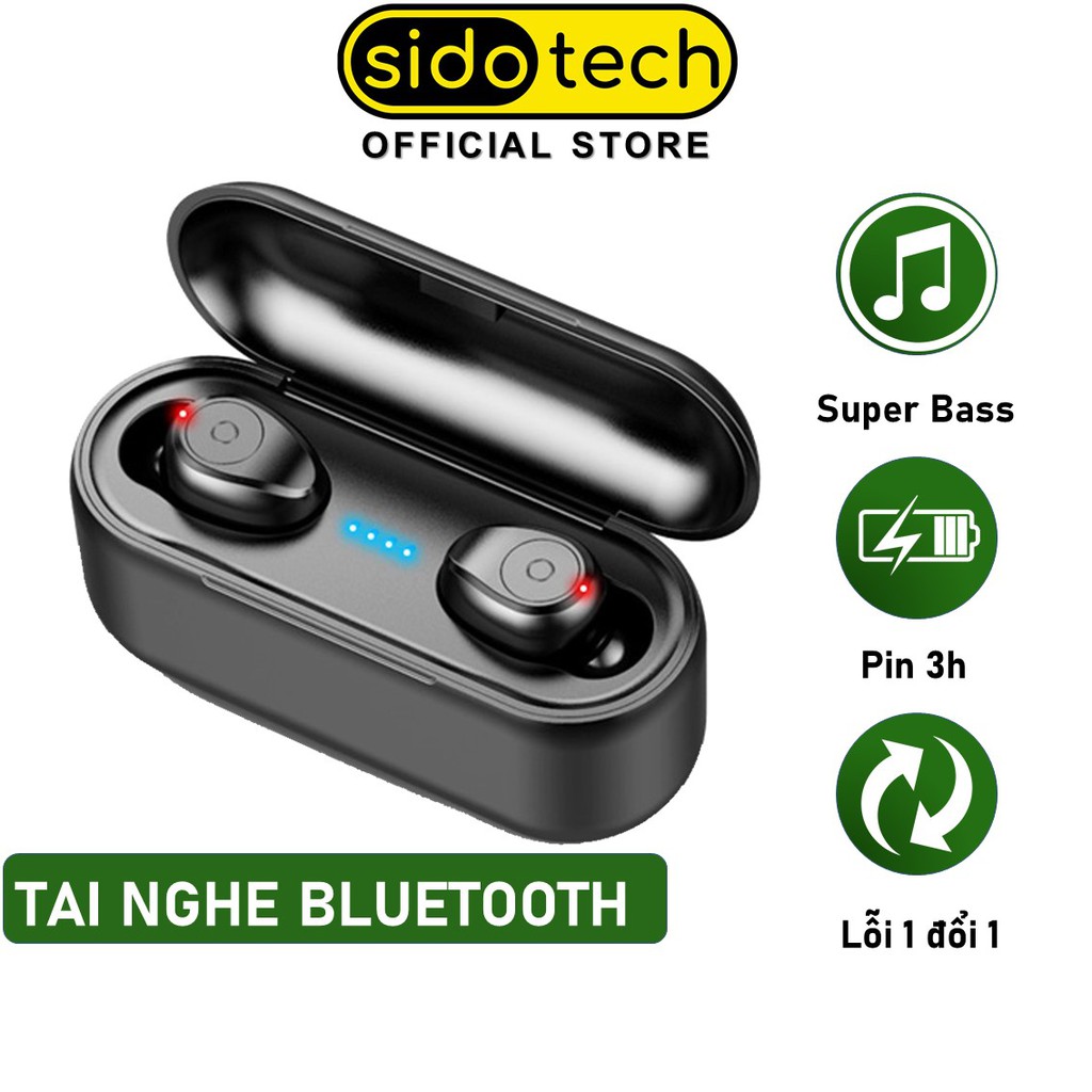 Tai nghe bluetooth không dây SIDOTECH F9TC true wireless âm thanh siêu bass / Bluetooth V5.0 / có 4 phiên bản