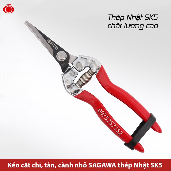 Kéo tỉa lá, tỉa dăm, cắt chi dăm thép Nhật SK5 SAGAWA 188mm