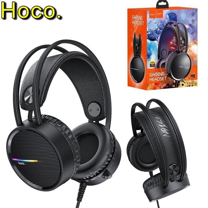 tai nghe chup tai gaming chơi game hỗ chợ míc đàm thoại, có đèn led chính hãng Hoco w100 chính hãng, bảo hành 12 tháng