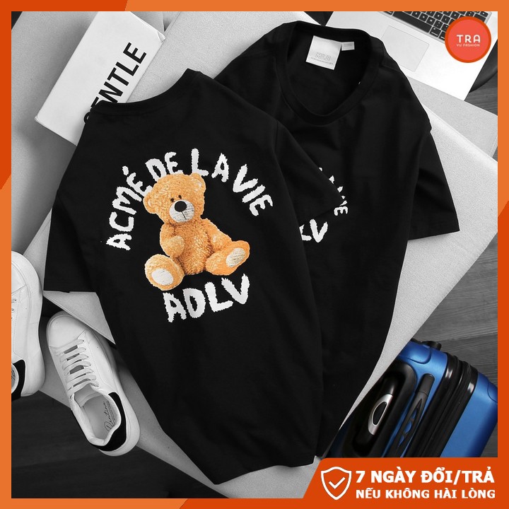 Áo thun nam đẹp, áo phông ngắn tay Trà Vũ cổ tròn, chất mát in 3D Gấu AD.L.V GZ509