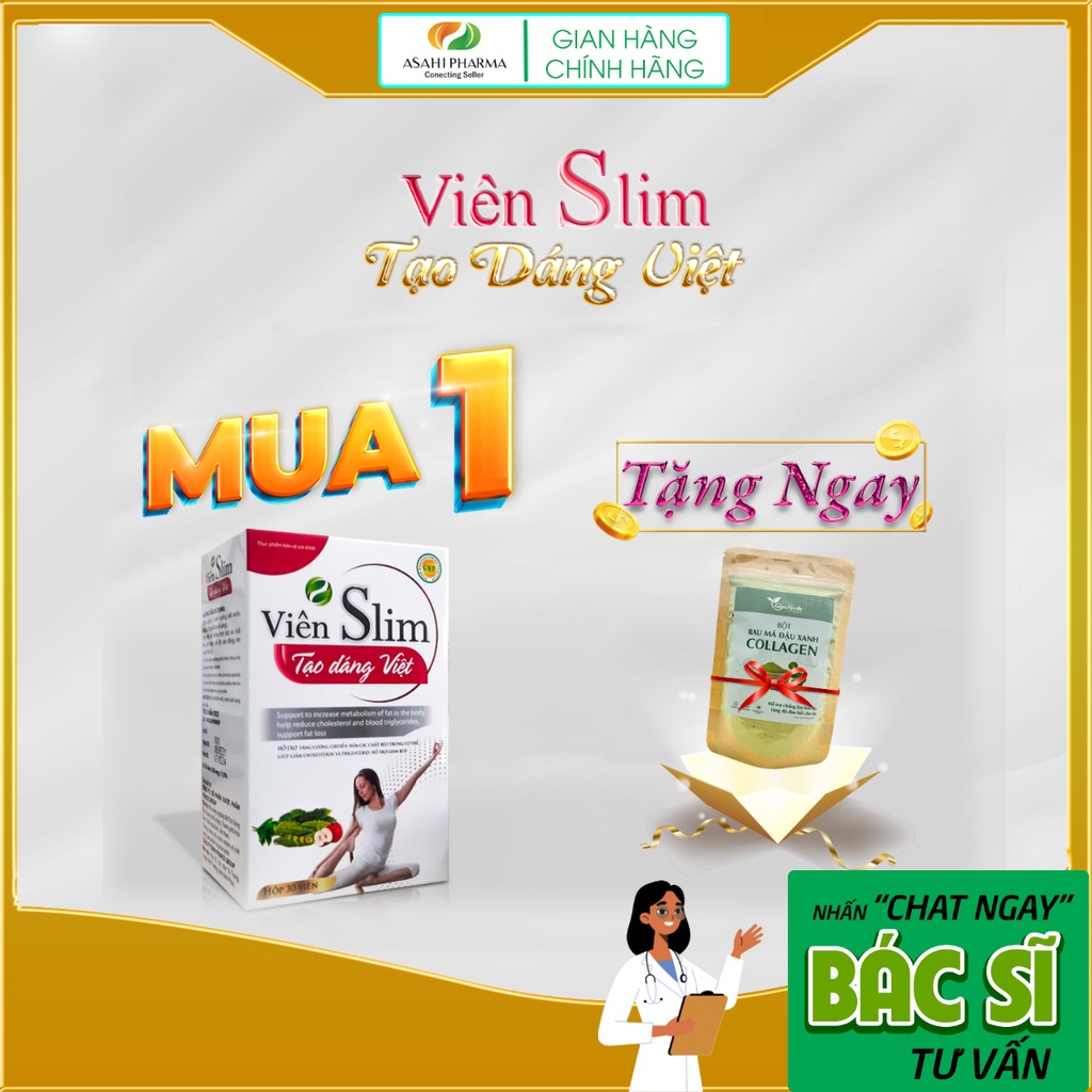Thực phẩm hỗ trợ giảm cân Viên Slim Tạo Dáng Việt - Cam kết chính hãng - an toàn - hiệu quả (hộp 30 viên)