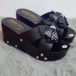 DÉP QUAI CHÉO NỮ GẮN NƠ CAO 6CM (ĐẶT TĂNG LÊN 1 SIZE Ạ)