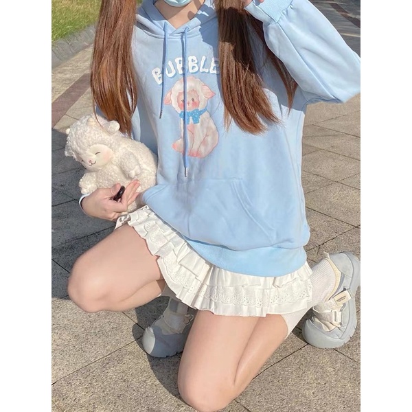 Áo Hoodie Nỉ Bông Tay Dài Unisex Cừu BUBBLE