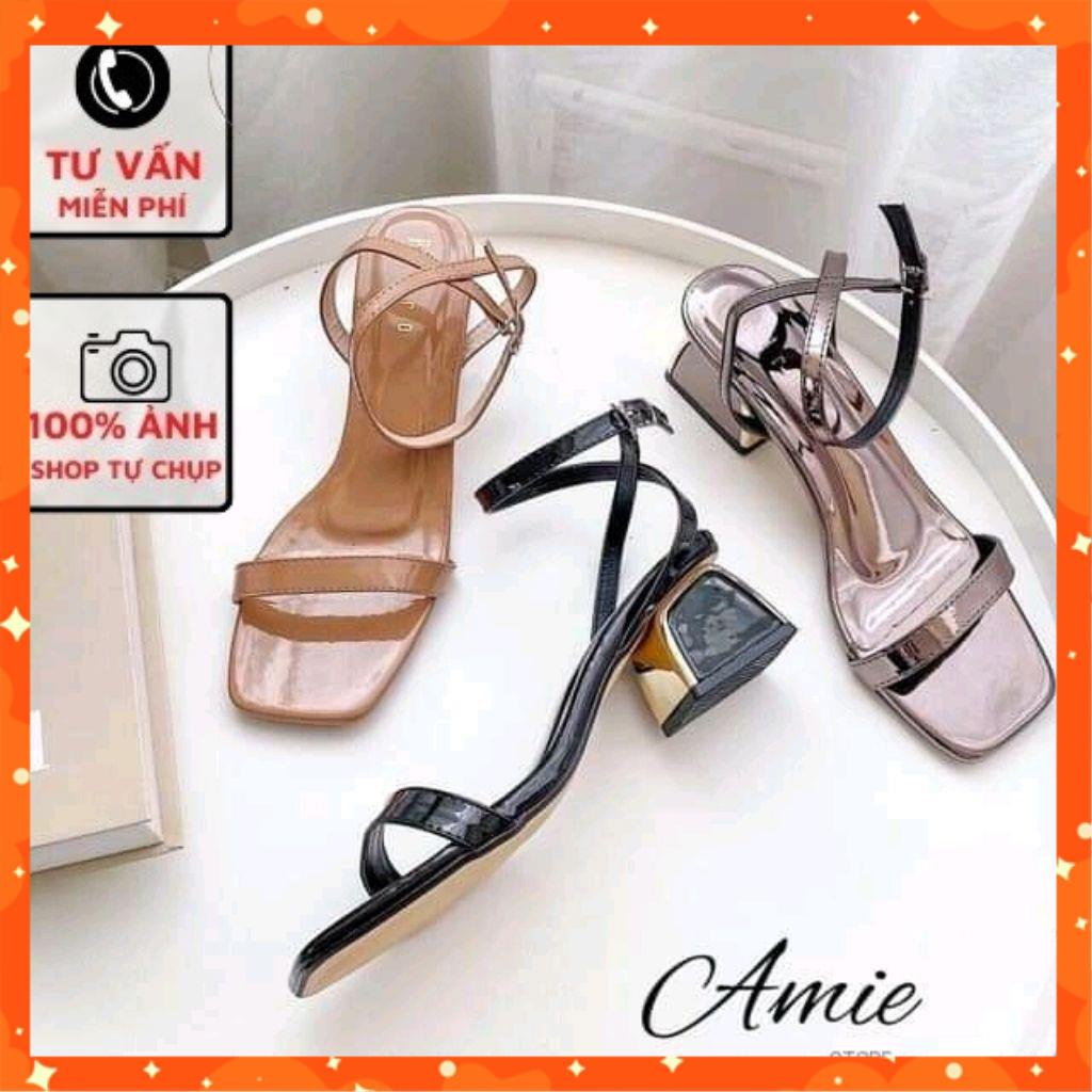 Sandal  quai mảnh hậu chéo gót vuông to 5Phân Mã M4