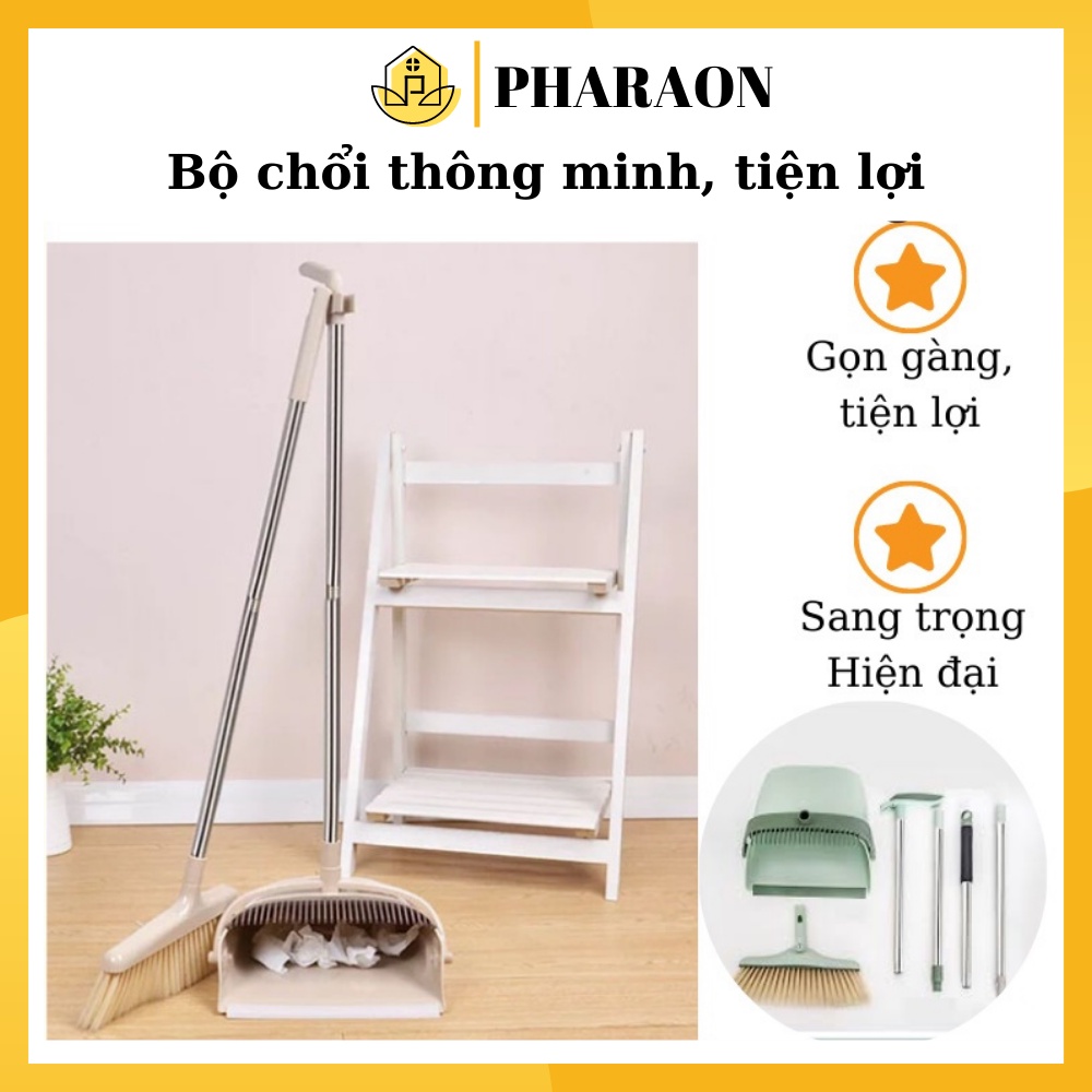 Chổi quét nhà kèm thùng rác gấp gọn siêu tiện dụng Chổi Nhựa Kèm Hót Rác Gấp Gọn Xoay 180 Độ Thông Minh Cao Cấp MỚI