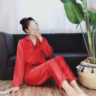 Bộ ngủ lụa cộc 12 màu viền nơ , hàng đẹp