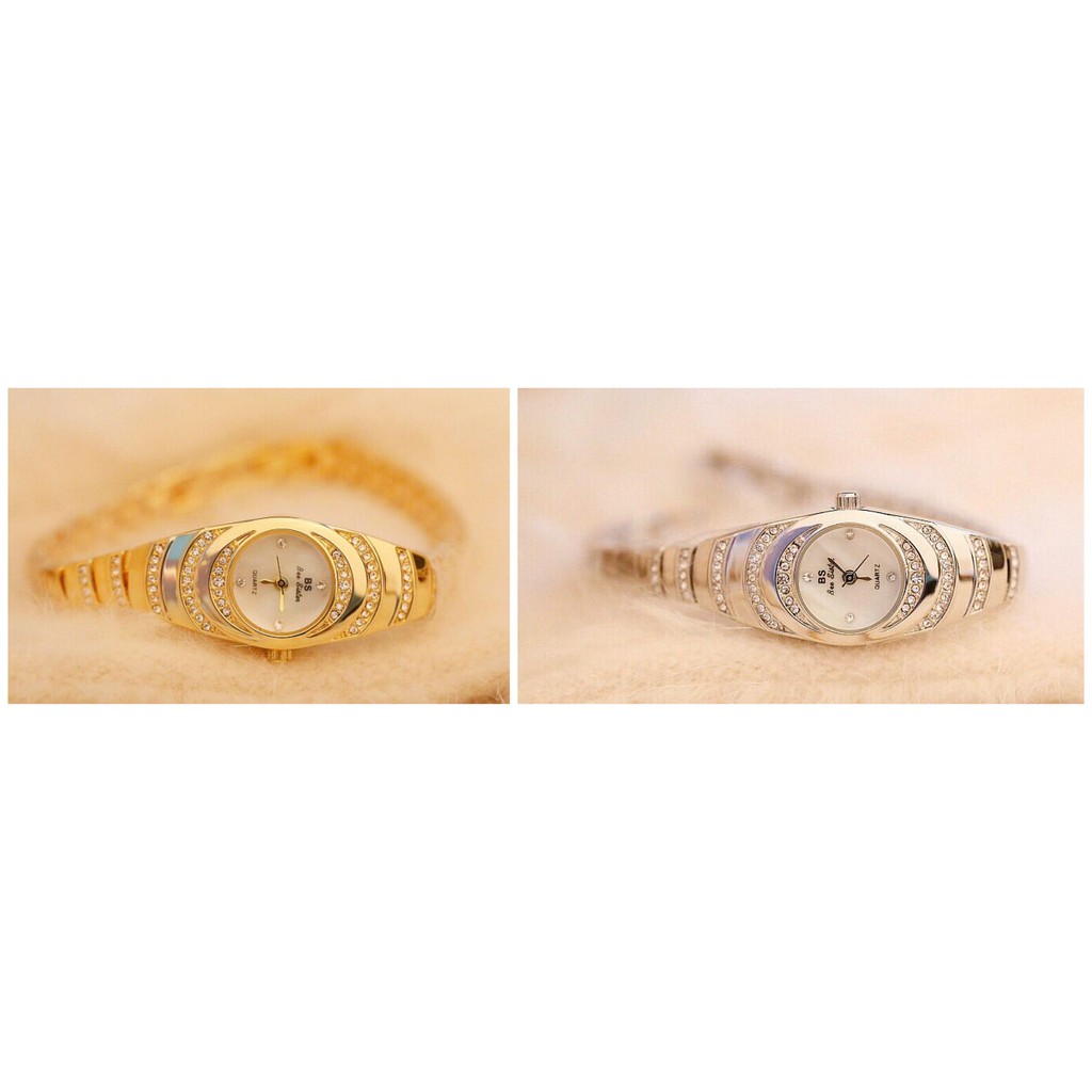 Đồng hồ nữ bs quartz ST02 dây kim loại đính đá ST02