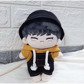 Set hoddie vàng yếm đen