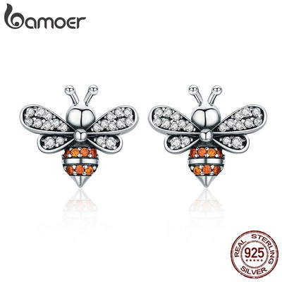 Bamoer Khuyên Tai Con Ong bạc 925 Đính Đá zircon