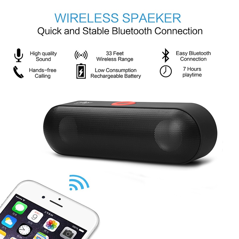 Loa Bluetooth mini NBY-18 Loa không dây di động Hệ thống âm thanh Âm thanh vòm 3D Âm thanh nổi Hỗ trợ Bluetooth