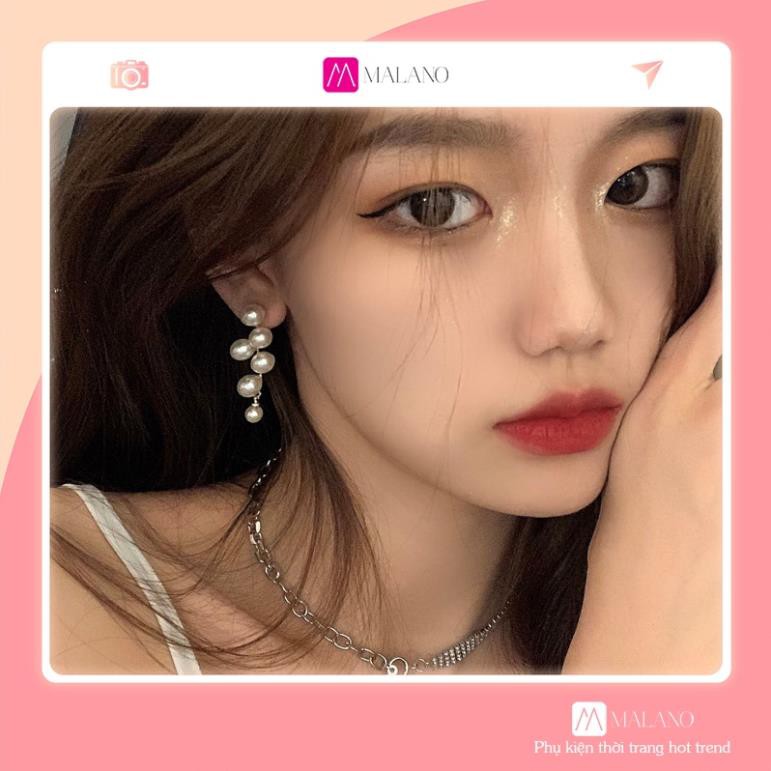 Khuyên Tai Nữ SOLANO Bông Tai Hàn Quốc Thời Trang Dáng Dài Cho Nữ Đính Ngọc Trai Nhân Tạo FA-001274