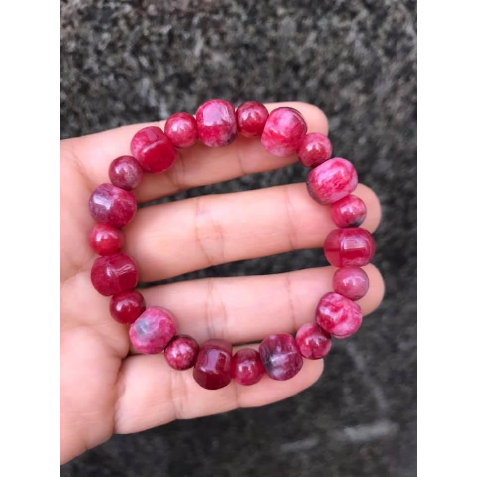 VÒNG TAY ĐA PHONG THỦY MẦU HỒNG RUBY MIX KIỂU DỄ THƯƠNG