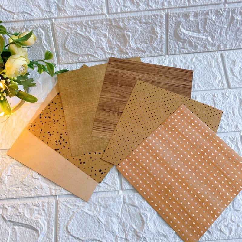 Giấy nền hoạ tiết định lượng 250gsm combo 6 tờ size 15cmx15cm giấy màu