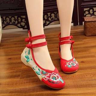 Giày búp bê thêu hoa phong cách Trung Hoa cổ điển dành cho nữ