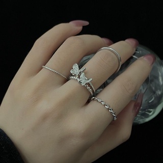 4 nhẫn hình bướm đơn giản phong cách Hàn Quốc cho nữ