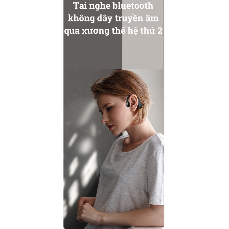 Tai nghe bluetooth không dây truyền âm thanh qua xương, tai nghe không dây cho thể thao chạy bộ xe đạp