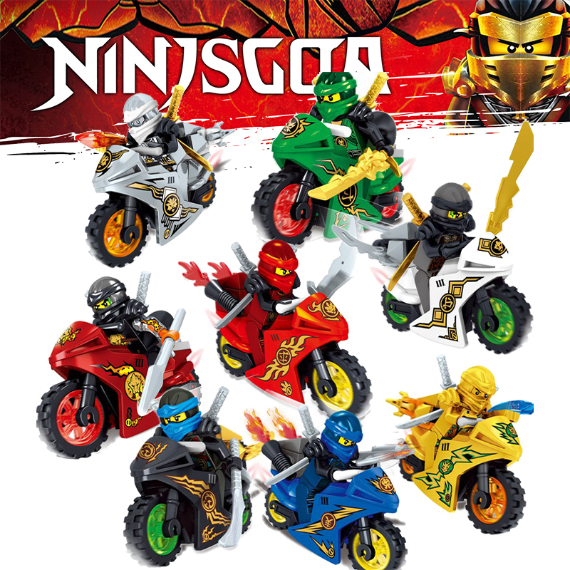 Set 8  Đồ Chơi Lego Xe Máy Ninjago Phantom Ninja Mini Làm Quà Tặng Sinh Nhật Cho Trẻ Em