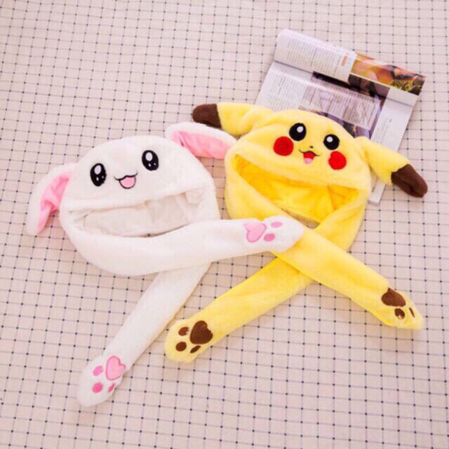 Mũ tai thỏ giật dây cử động.