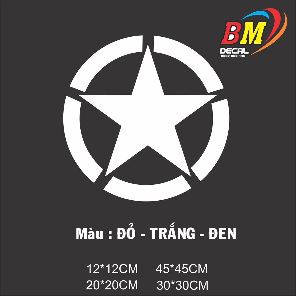 Decal hình ngôi sao dán trang trí xe