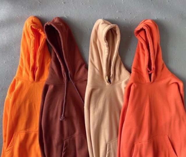 Hoddie nỉ trơn cam gạch unisex - Khoác nỉ chui đầu cam đất có nón ( Ảnh thật + Video )