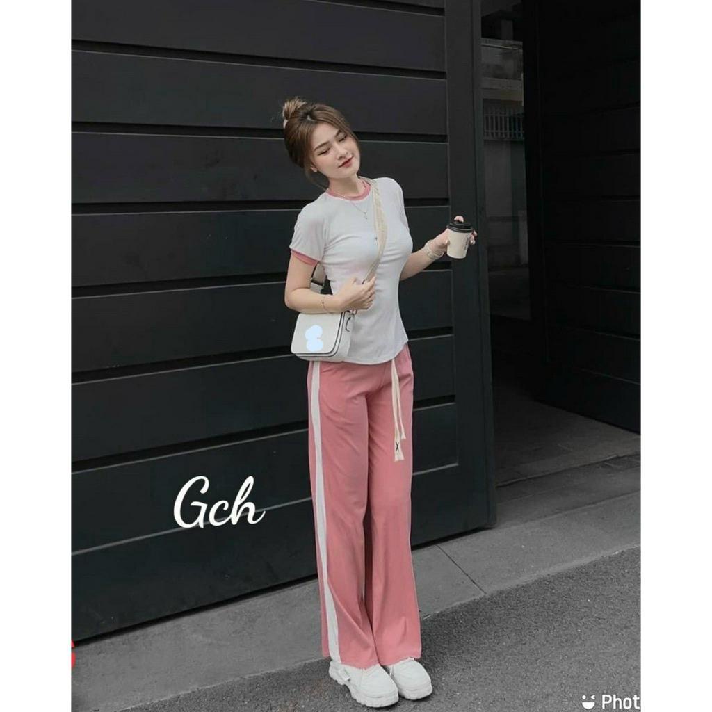 SÉT BỘ THUN GÂN TĂM ÁO PHỐI QUẦN ỐNG RỘNG SIZE TỪ 45-70KG TÙY CHIỀU CAO CÂN NẶNG