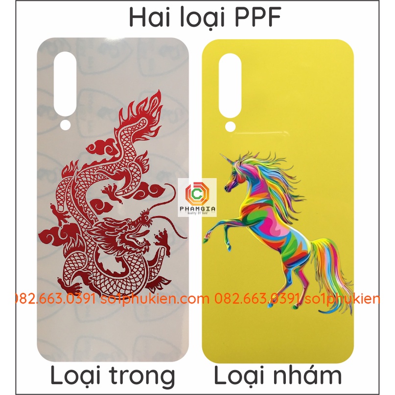 Skin mặt lưng PPF loại trong, nhám in hình theo yêu cầu