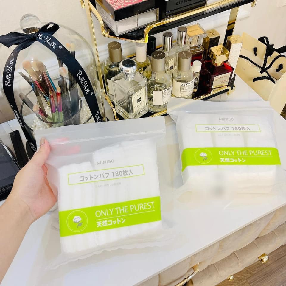 Bông tẩy trang Miniso cotton an toàn mềm mịn da 180 miếng Nhật Bản