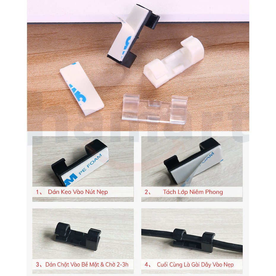 Bộ 20 Nẹp Dây Điện Dán Tường Siêu Dính ,Kẹp Dây Điện Cố Định Và Giữ Dây Điện An Toàn Tiện Lợi 88068 MuỐi's StOre