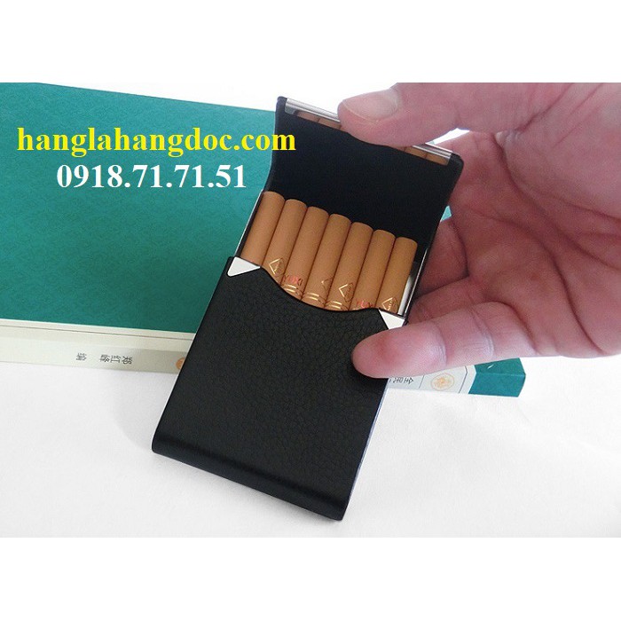 Hộp đựng thuốc lá bọc da HT 096 siêu nhỏ gọn, chứa 07 điếu thuốc thông thường