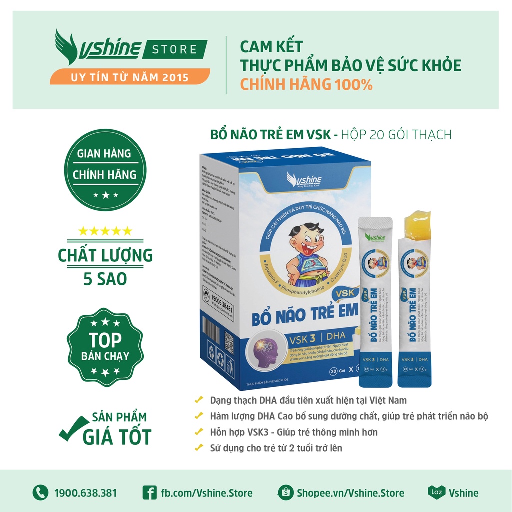 Thạch Bổ Não Trẻ Em VSK - Tăng cường cải thiện chức năng não bộ