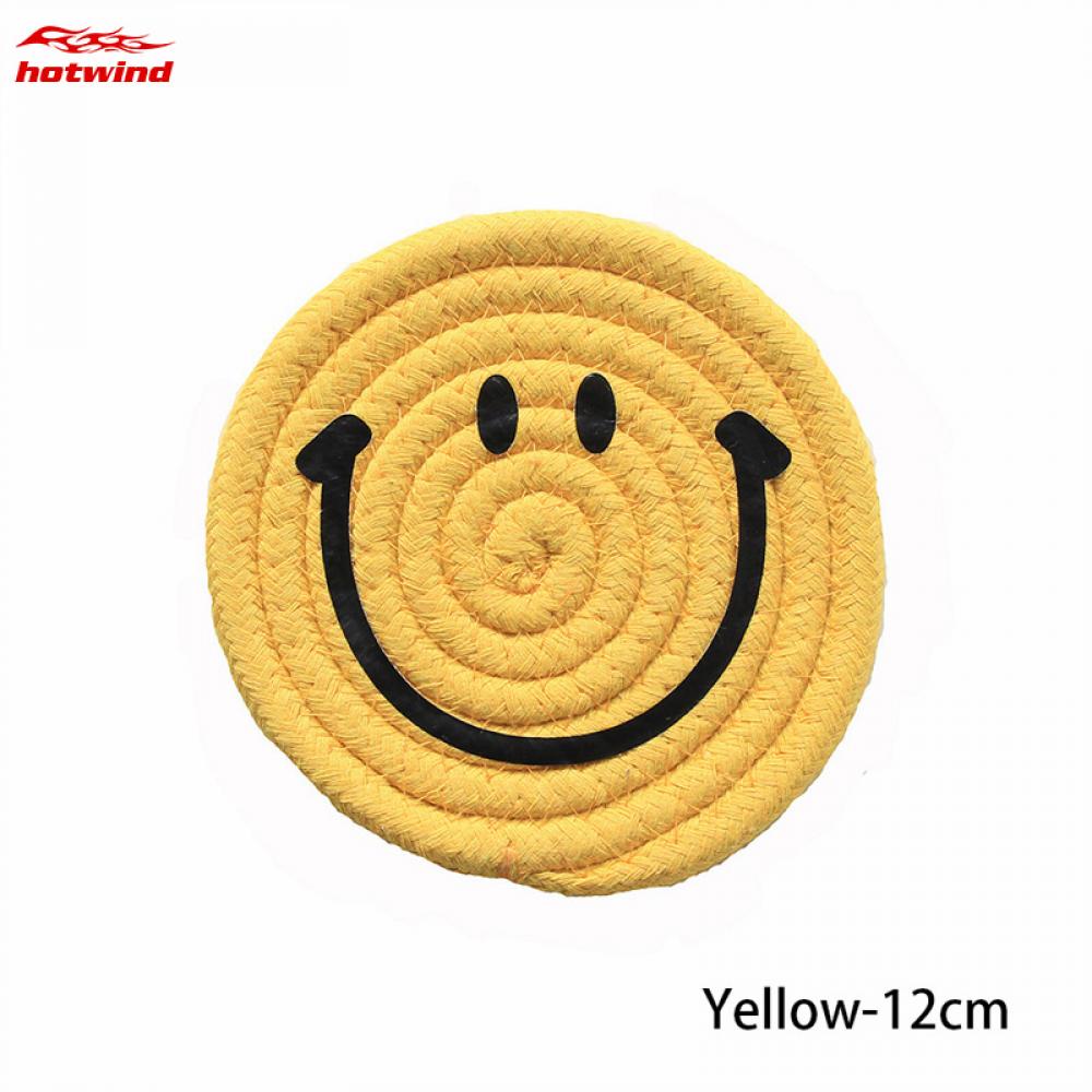 Hw Miếng Lót Ly Dây Cotton Bện Hình Mặt Cười Đơn Giản Cách Nhiệt