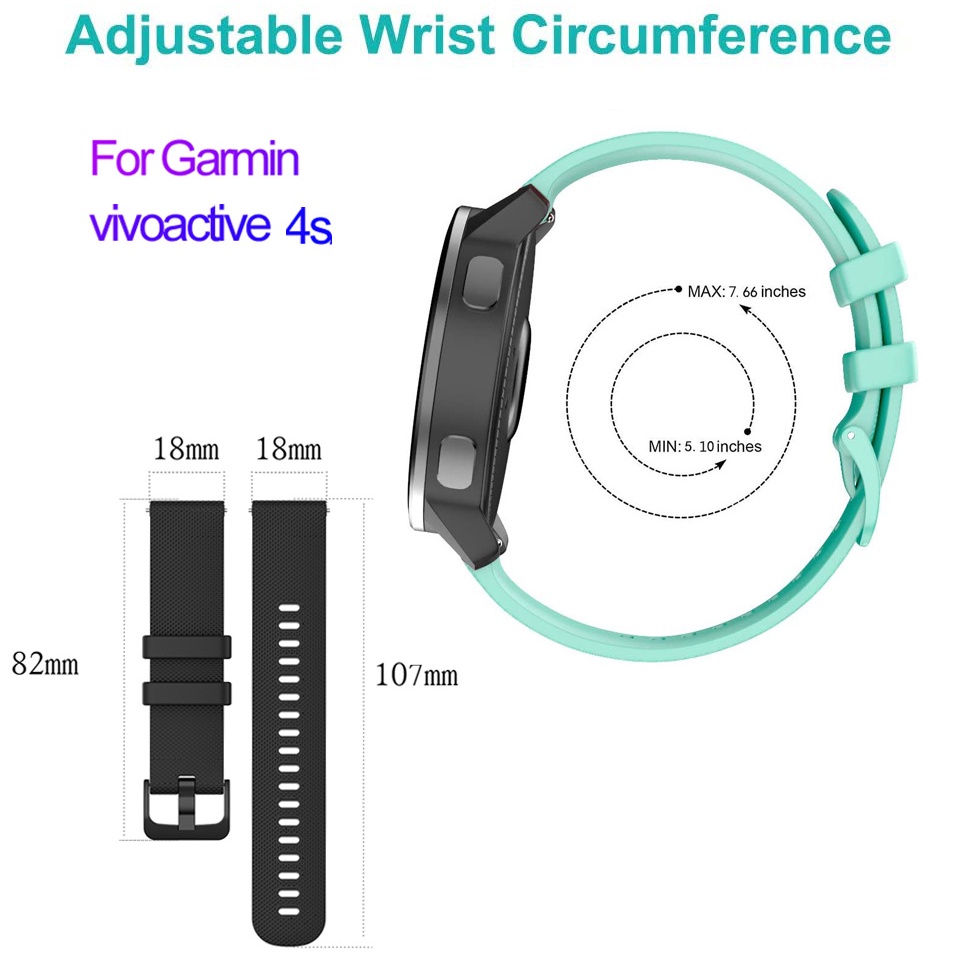 Dây Đeo Thay Thế Bằng Silicone Có Nút Chống Bụi Cho Garmin Venu 2 plus Vivoactive 4 Garmin Vivoactive 4S 4 Forerunner 245