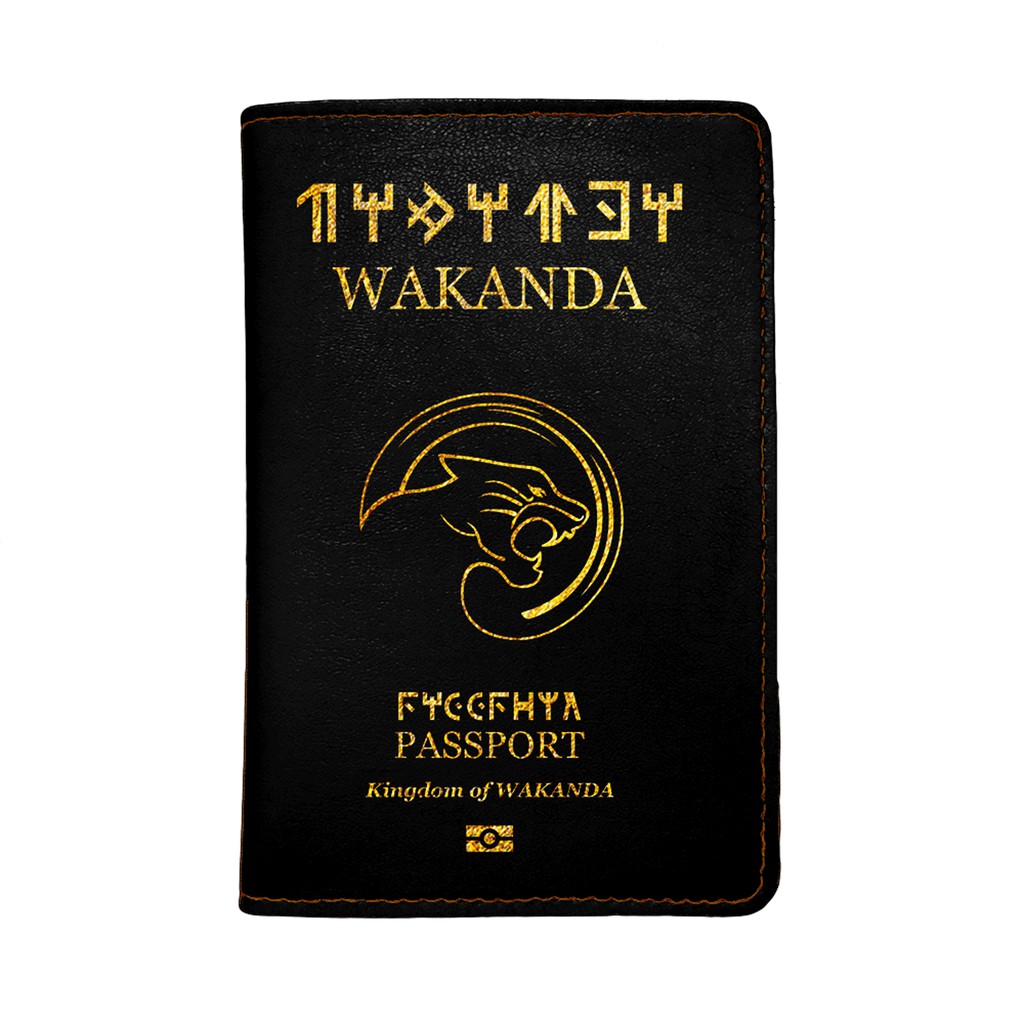 Vỏ bọc da passport/hộ chiếu cao cấp xuất khẩu Wakanda - Siêu nhân báo đen Black Panther