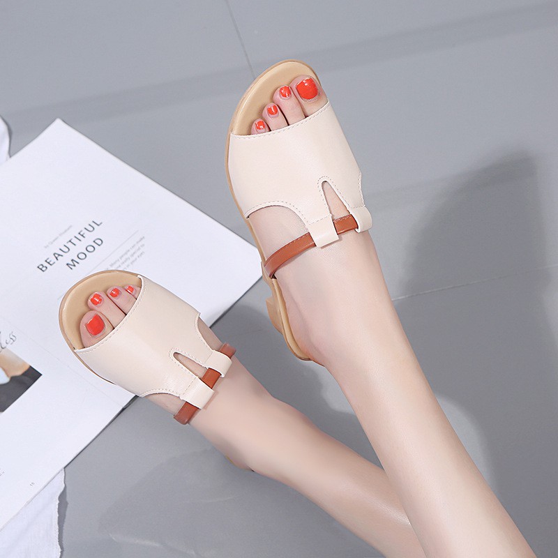 Dép sục thời trang nữ hở mũi da mềm đi biển thoải mái Jayxinh V216