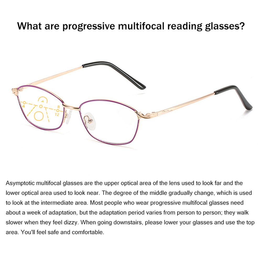 Kính đọc sách 3 trong 1 gọng kim loại chống ánh sáng xanh cho nam / nữ