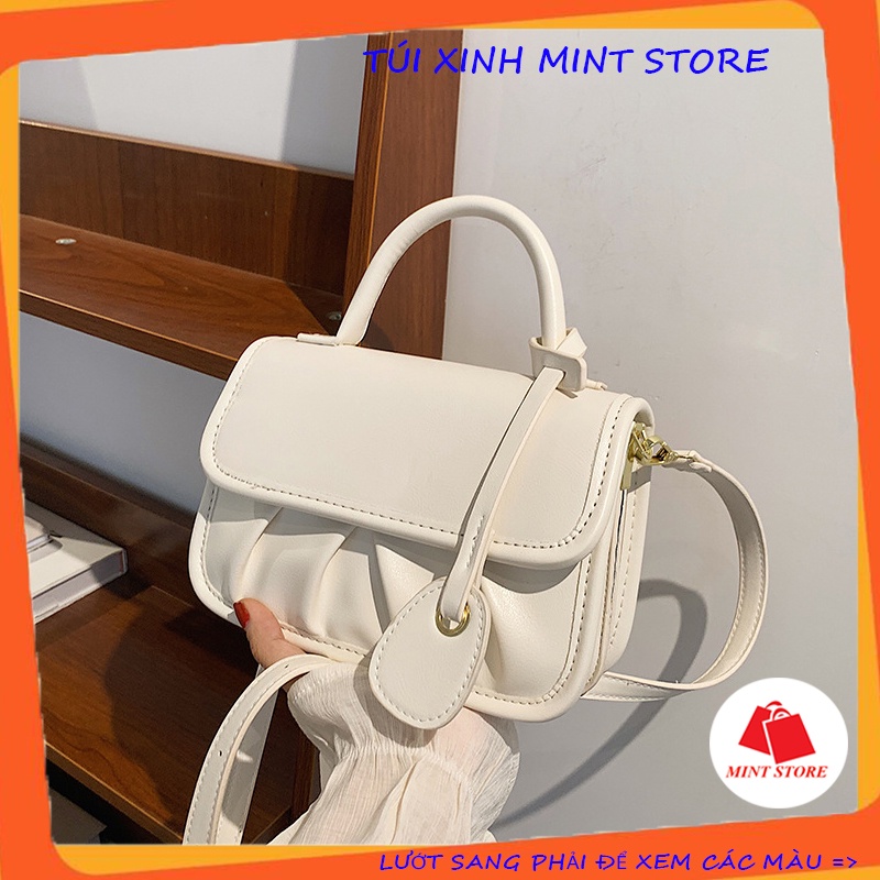 Túi xách nữ đeo chéo cao cấp da mềm trơn đáy dúm phong cách hàn quốc PK 383