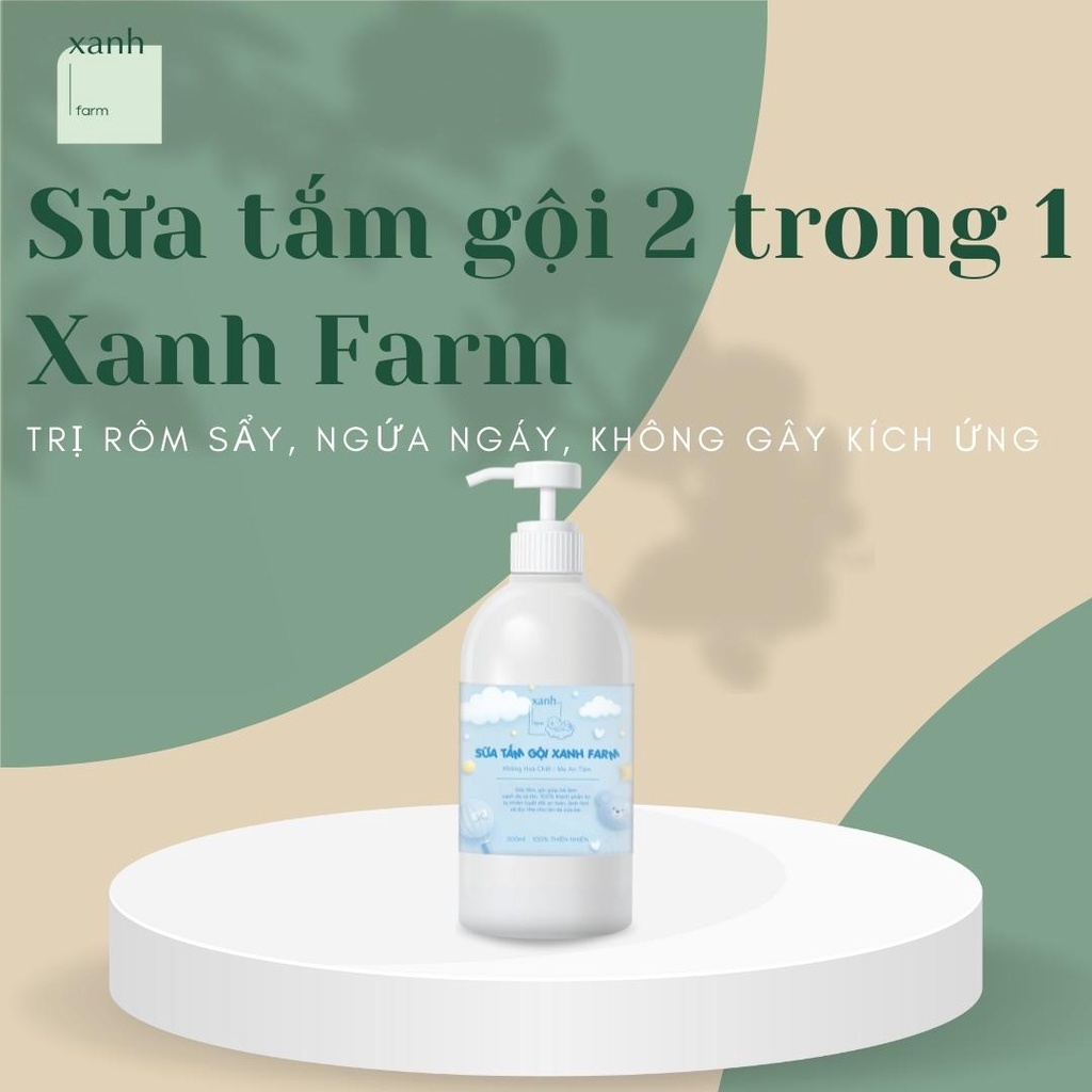 Sữa tắm gội 2 trong 1 Xanh Farm - Handmade không hoá chất, mẹ an tâm (Size tiện lợi)