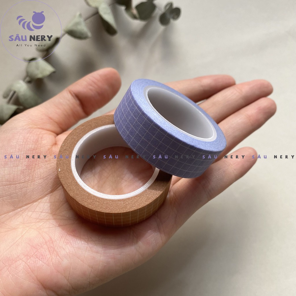 Sâu Nery - SN121 - Cuộn băng keo trang trí Washi Tape Caro dài 10m