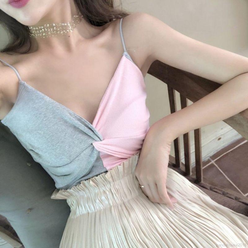 FREESHIP ĐƠN 99K_ Women Color Matching Deep V Neck Vest Women Camisoles | BigBuy360 - bigbuy360.vn