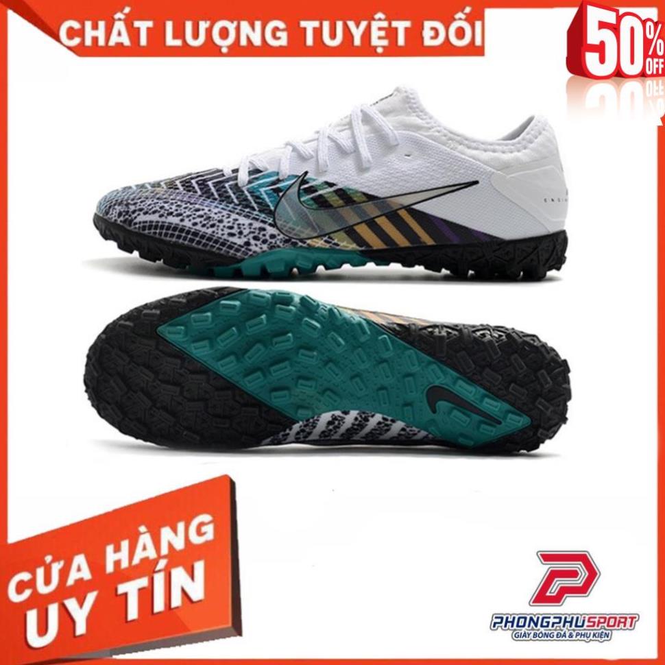 [ Ảnh thật ]Giày Đá Bóng Mercurial Vapor 13 Pro Trắng Đen Cổ Lửng TF *