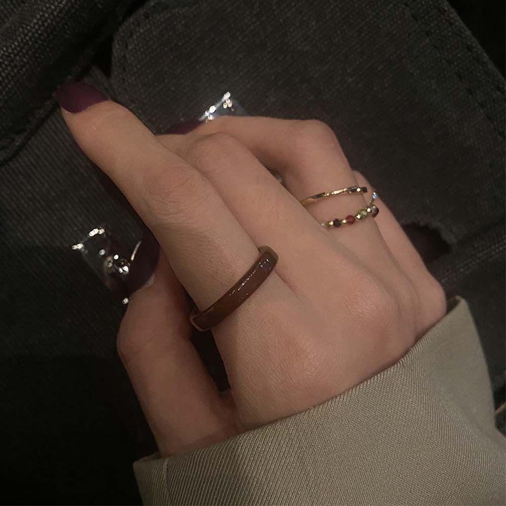 Bộ 4 Chiếc Nhẫn CABEZA Hợp Thời Trang|Nhẫn Nhựa Nhiều Màu Sắc Phong Cách Hàn Quốc