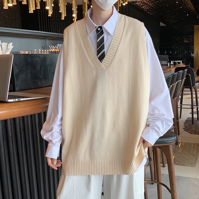 Áo len gile nam form rộng, áo gile len nam mặc ngoài ulzzang hàn quốc mặc đi học đi chơi phong cách cơ bản