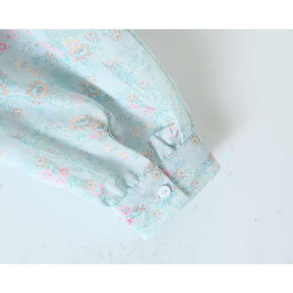 Zara Morocco full tag - Áo sơ mi hoa xanh nhẹ nhàng chất đẹp AH20SMG40N10
